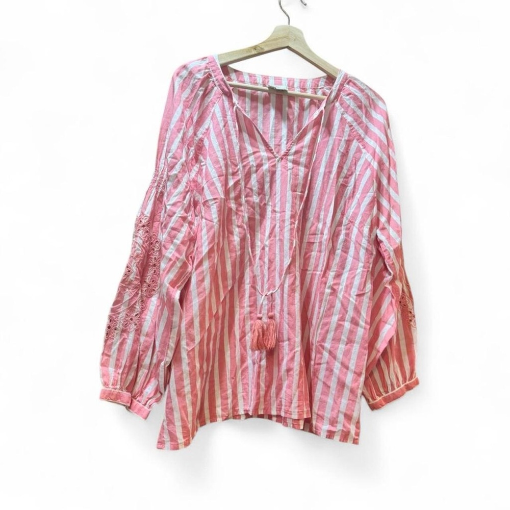 St. John's Bay Pink and White Striped Blouse